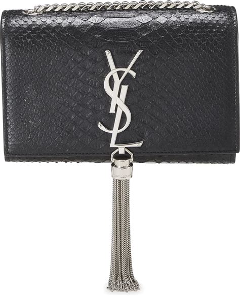 YSL Black Embossed Leather Kate Tassel Mini 